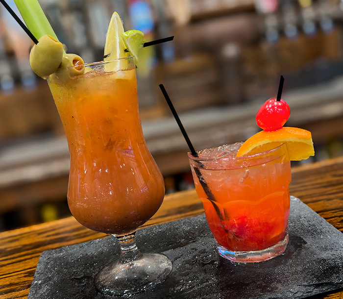 Bloody Mary and Old Fashioned cocktails from The Filling Station Brewhouse, the best bar in Mt Pleasant Pennsylvania