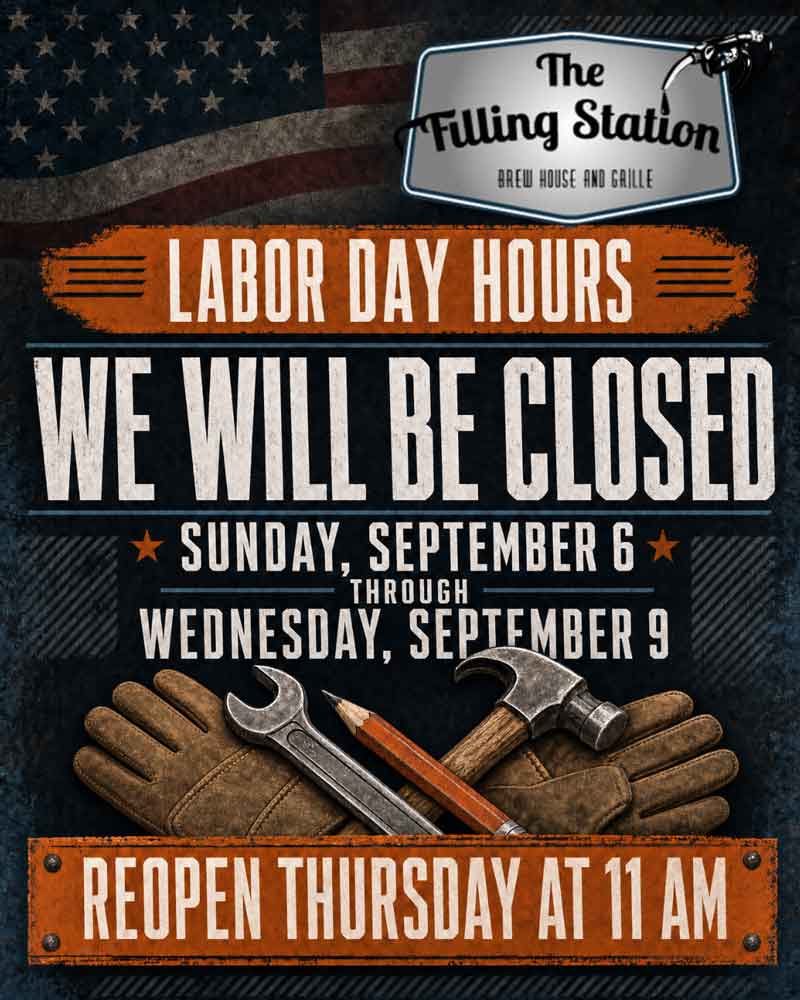 Filling Station Restaurant Mount Pleasant PA closed Sept 6-9; reopening Thursday at 11 AM.